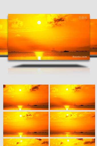 日出海平面港珠澳大桥远景日出东方红色朝霞图片