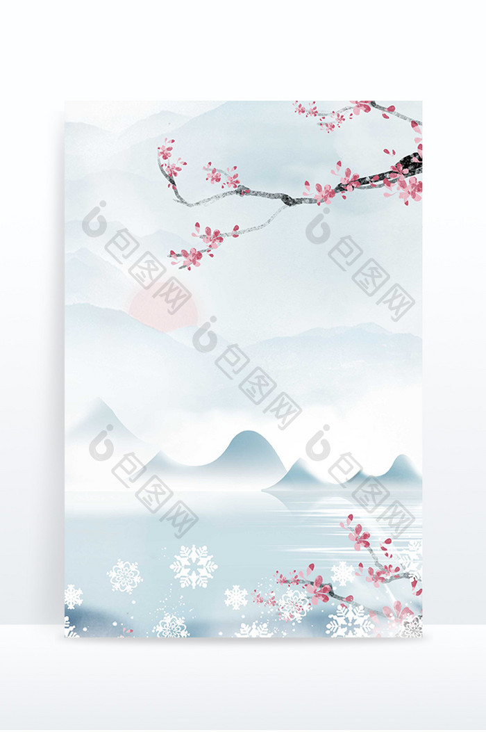 梅花霜降雪花冬天节气宣传背景