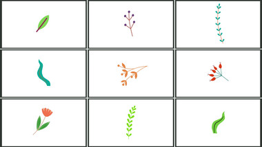 矢量插画清新叶子花卉元素动画AE模板