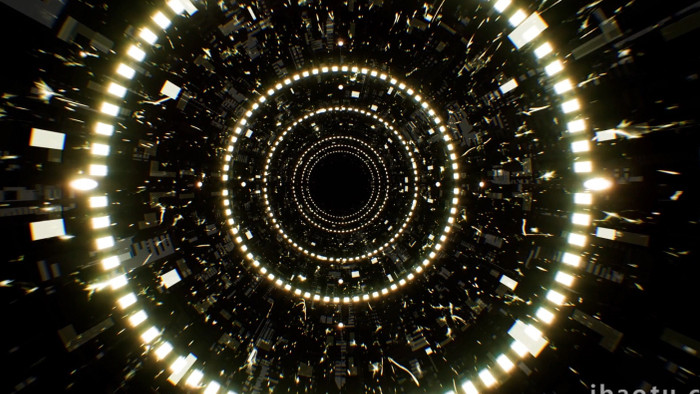 抽象艺术发光圆形电力隧道循环4K视频素材