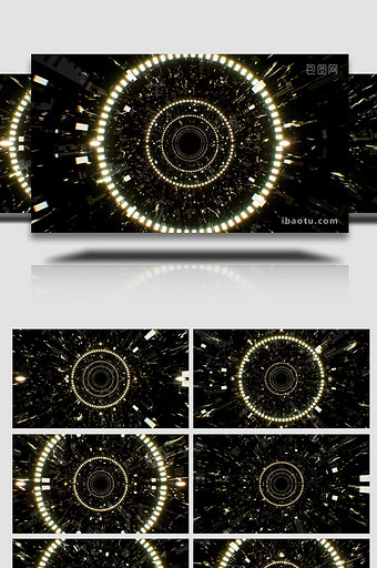 抽象艺术发光圆形电力隧道循环4K视频素材图片