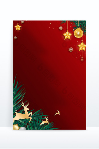 红色圣诞节节日星星麋鹿电商背景图片