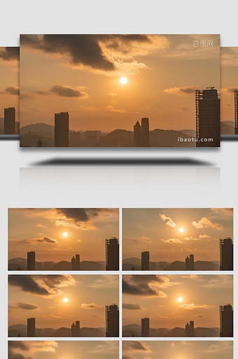 自然大气城市清晨日出日升延时图片