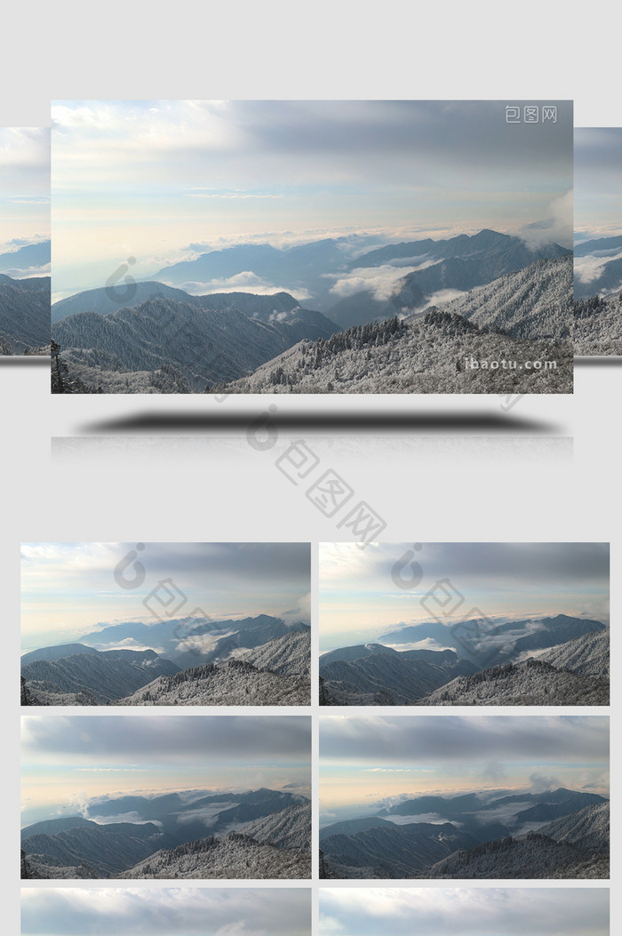 自然冬季西岭雪山雪景云海延时摄影4K实拍