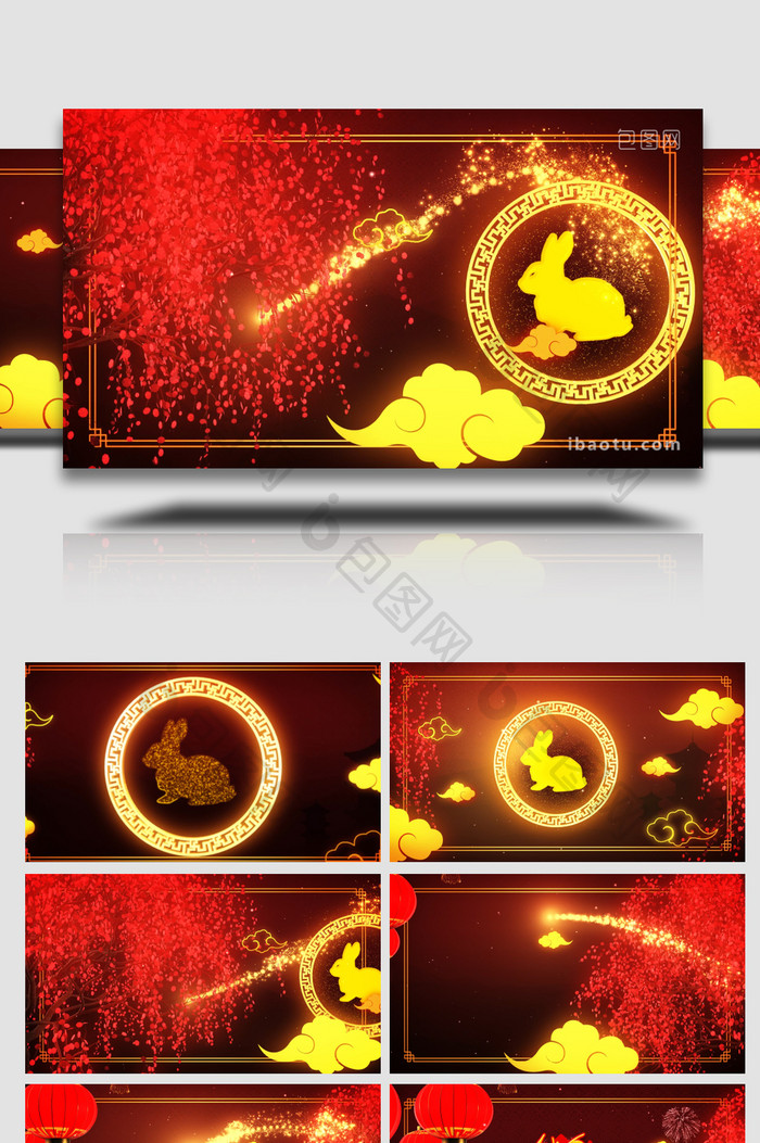 中国农历春节兔年logo片头动画AE模板