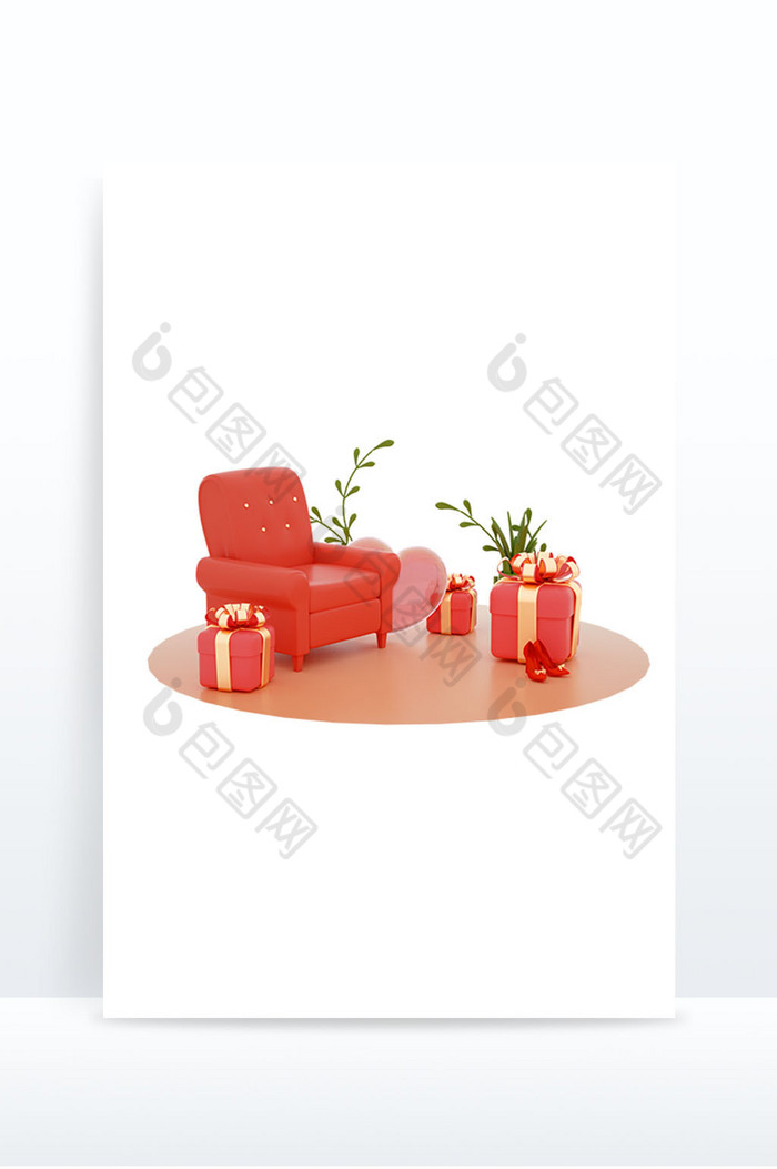 妇女节3D立体沙发礼物元素图片图片