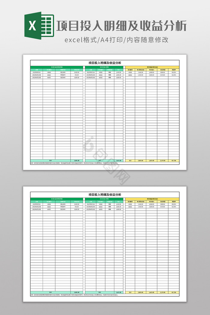 项目投入明细及收益分析