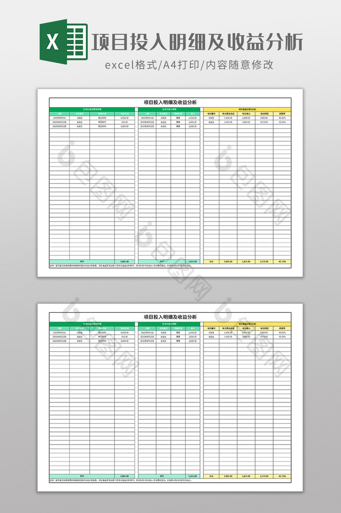 项目投入明细及收益分析