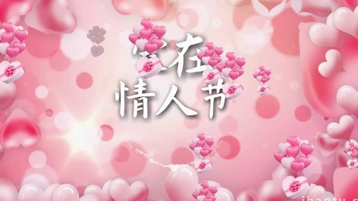 粉色爱心情人节照片相册宣传展示