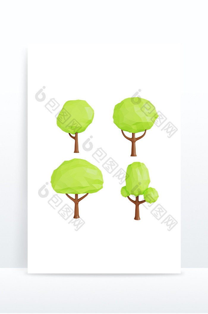 C4D植树节元素树木树叶