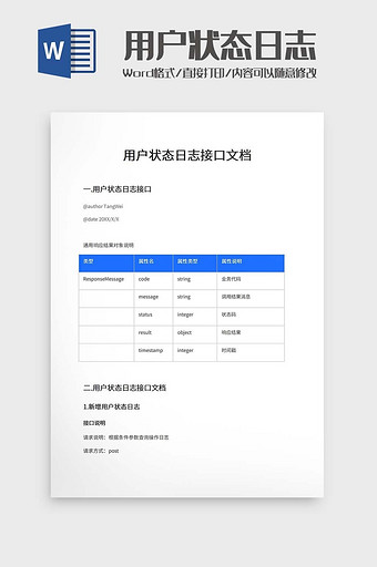 用户状态日志接口文档模板图片