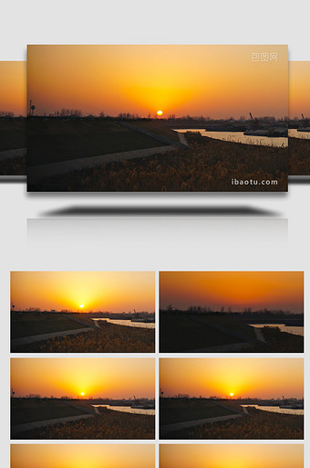 自然天空唯美日落太阳落山延时摄影4K实拍图片