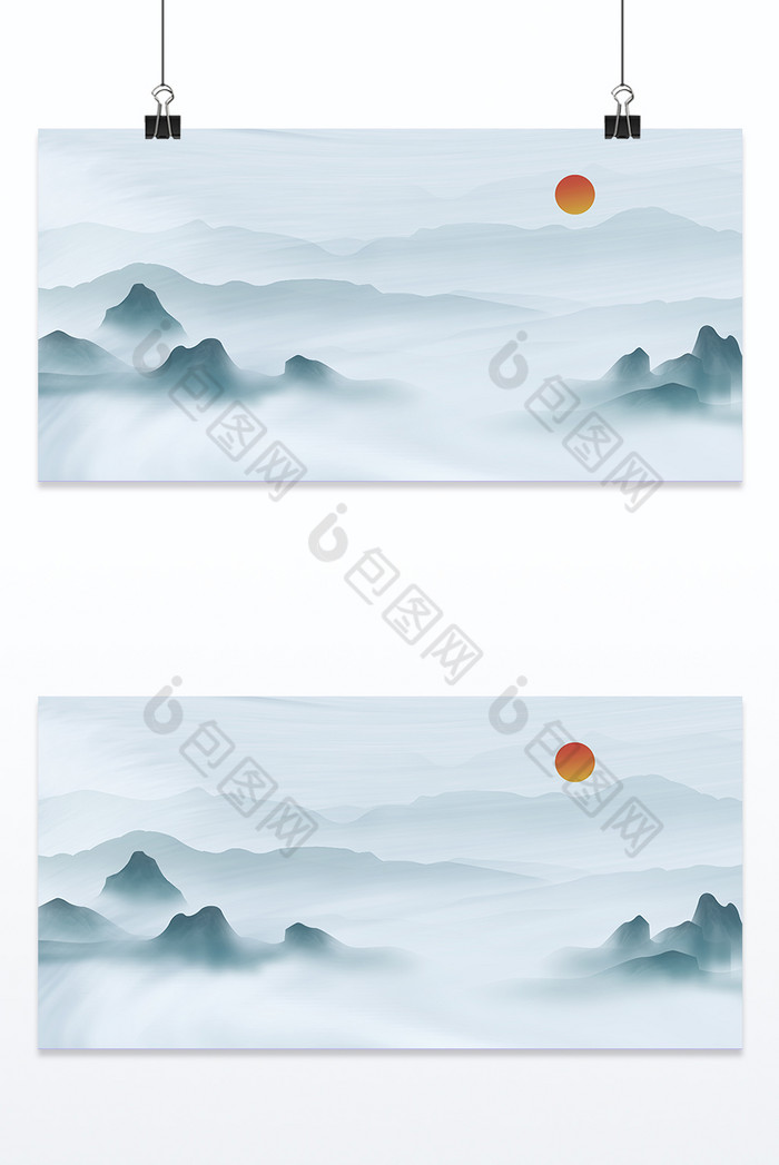 新中式山水水墨图片图片