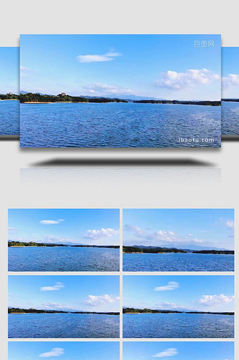 自然唯美蓝天白云湖泊岛屿延时摄影图片