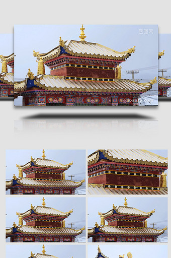 雪中的香格里拉松赞林寺庙外立面实拍图片