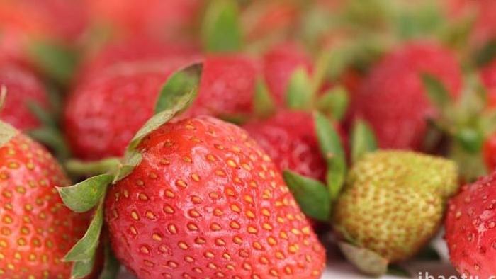 新鲜草莓健康水果实拍4k