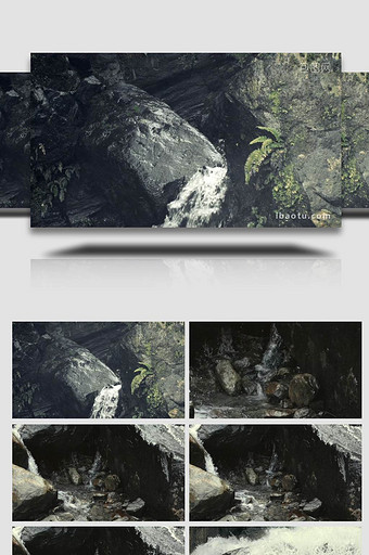 山涧流淌着的清澈溪流4K实拍图片