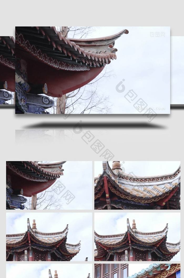 屋檐中国风元素宫廷建筑4K实拍