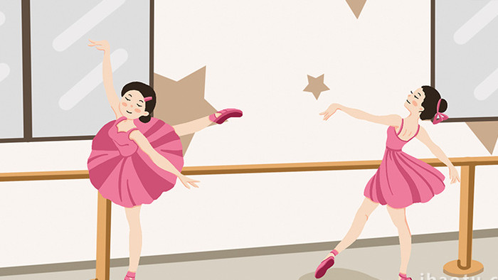 易用卡通mg动画女孩练习芭蕾舞