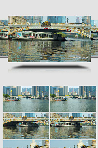 天津网红地标北安桥桥梁河流实拍图片