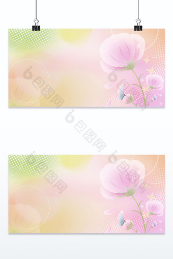 粉色文艺清新花朵夏季玻璃背景图片