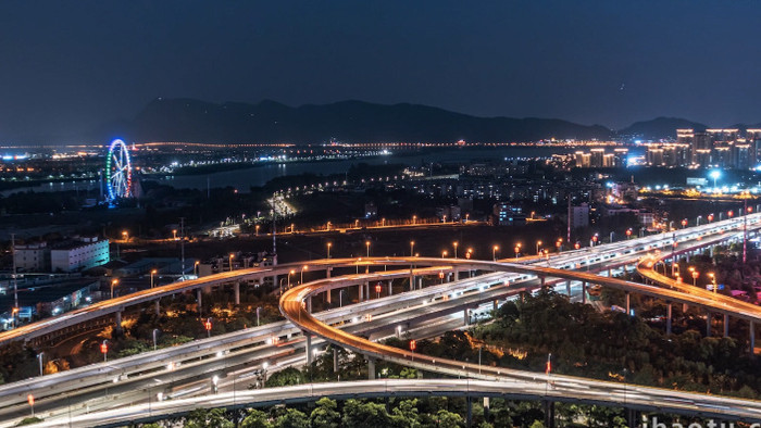 城市大气昆明明波立交夜景车流延时