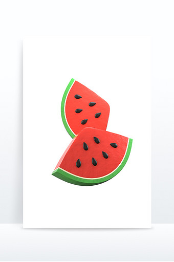 3d立体夏季食物水果冰西瓜图片