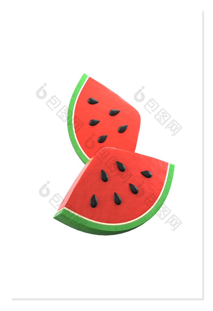 3d立体夏季食物水果冰西瓜