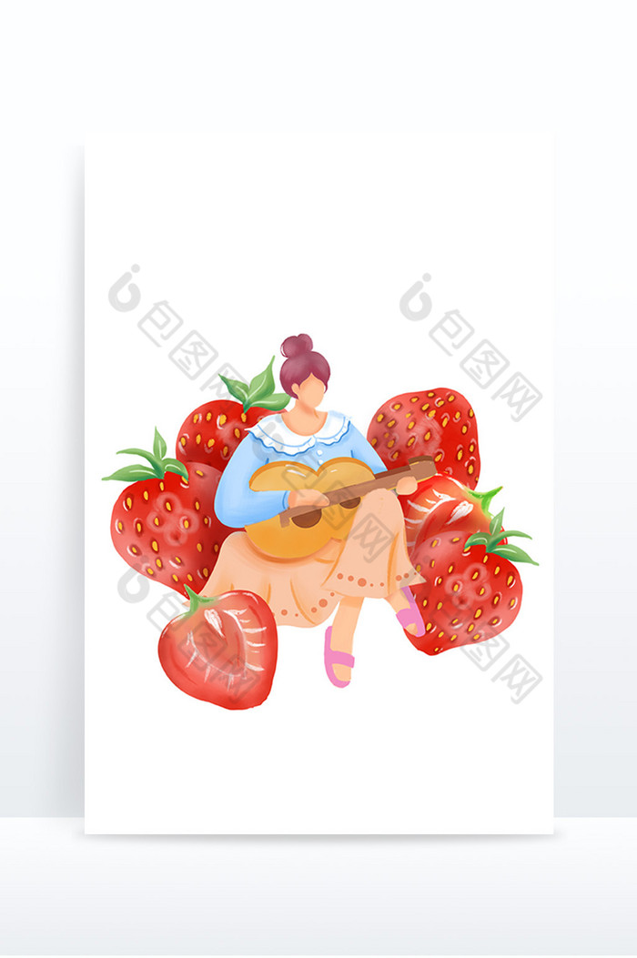 夏日水果女孩草莓图片图片