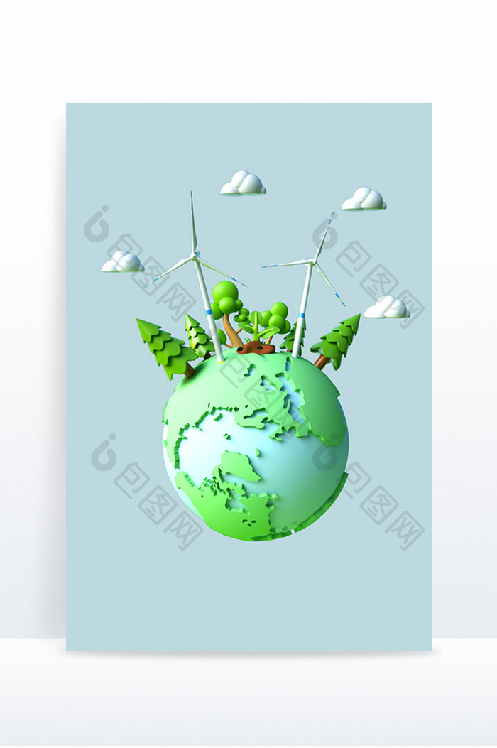 C4D绿色低碳环保地球元素模型