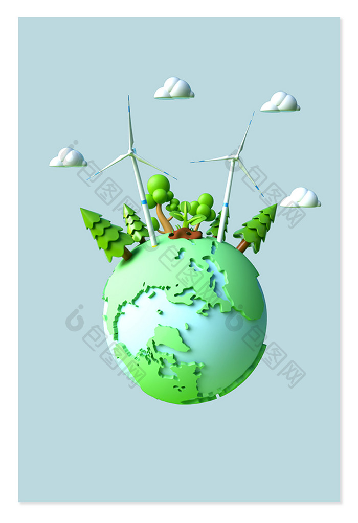 C4D绿色低碳环保地球元素模型
