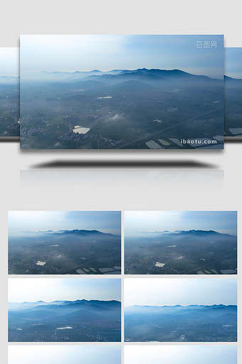 水墨山村云海晨雾风景自然风光4K航拍图片