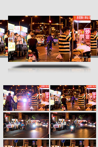 夏季城市人文烟火气息夜晚小吃街美食街实拍图片