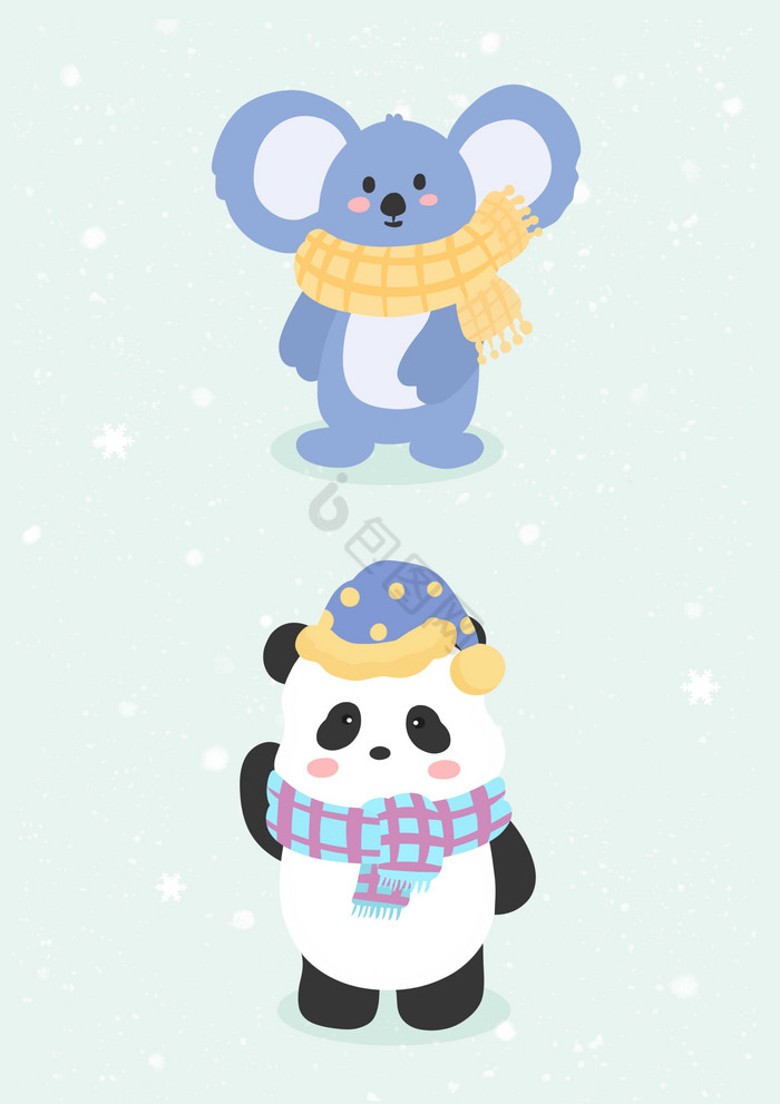 冬季动物小熊考拉围巾帽子图片