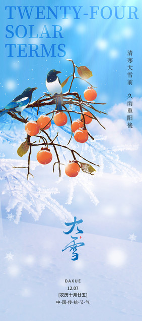 简约大雪二十四节气易拉宝海报