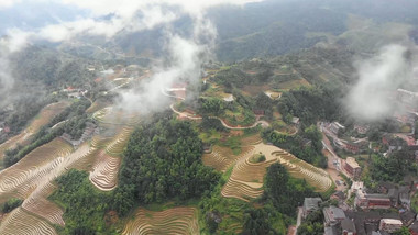 自然风光桂林龙胜梯田风光航拍