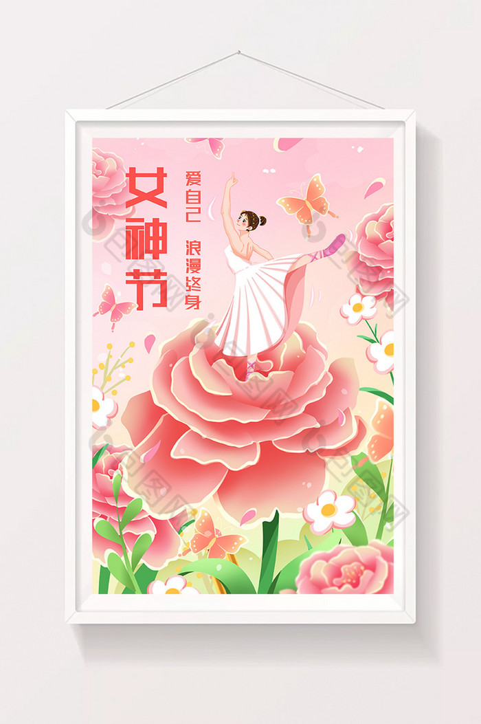妇女节女神节花卉女性插画图片图片
