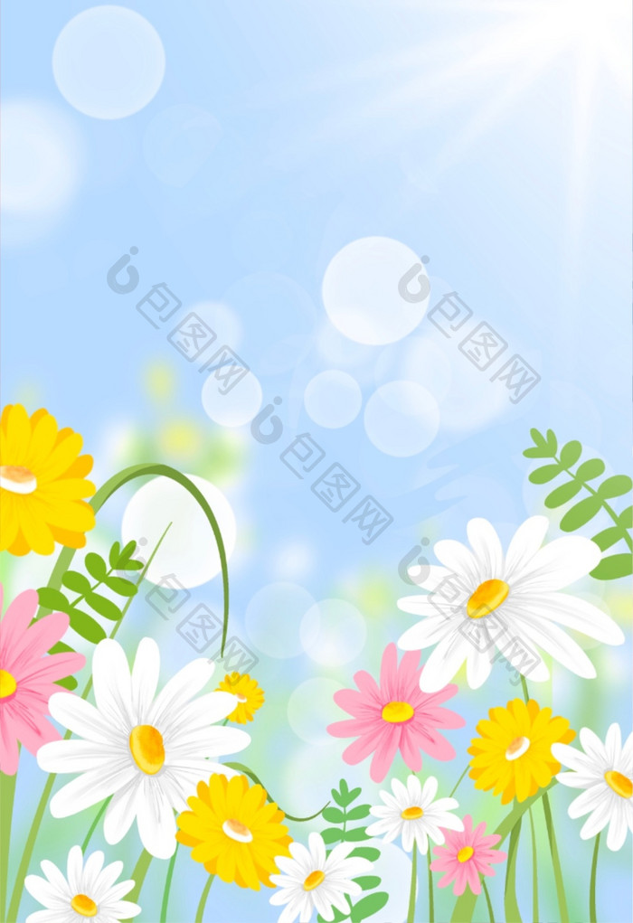 春天春季花朵植物插画背景