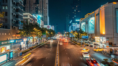 南京正洪街夜景车流延时