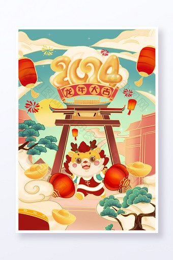 2024春节龙年节日海报图片