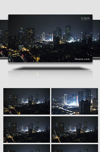 成都城市夜景灯光航拍图片