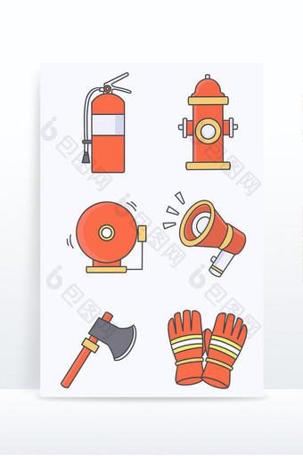 消防安火警安全教育套图描线插画图片