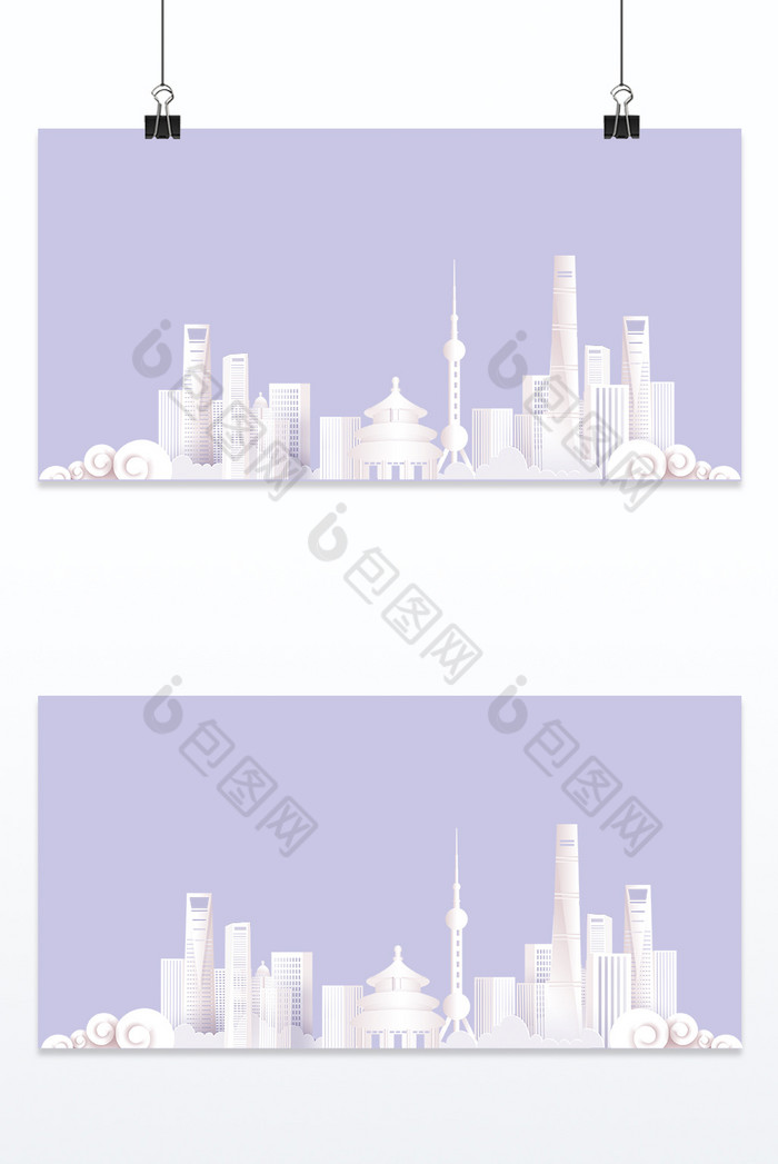 上海抽象剪影城市建筑图片