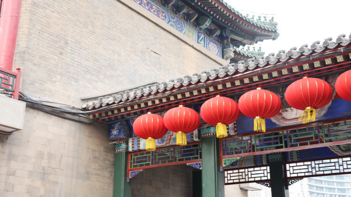 天津古文化街戏楼实拍街角古风空镜视频