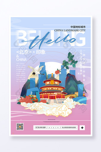 中国风北京印象城市北京宣传海报图片