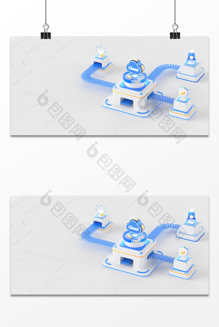 3D立体微软风商务科技图标背景图片图片