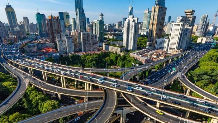 上海高架桥车流延时实拍