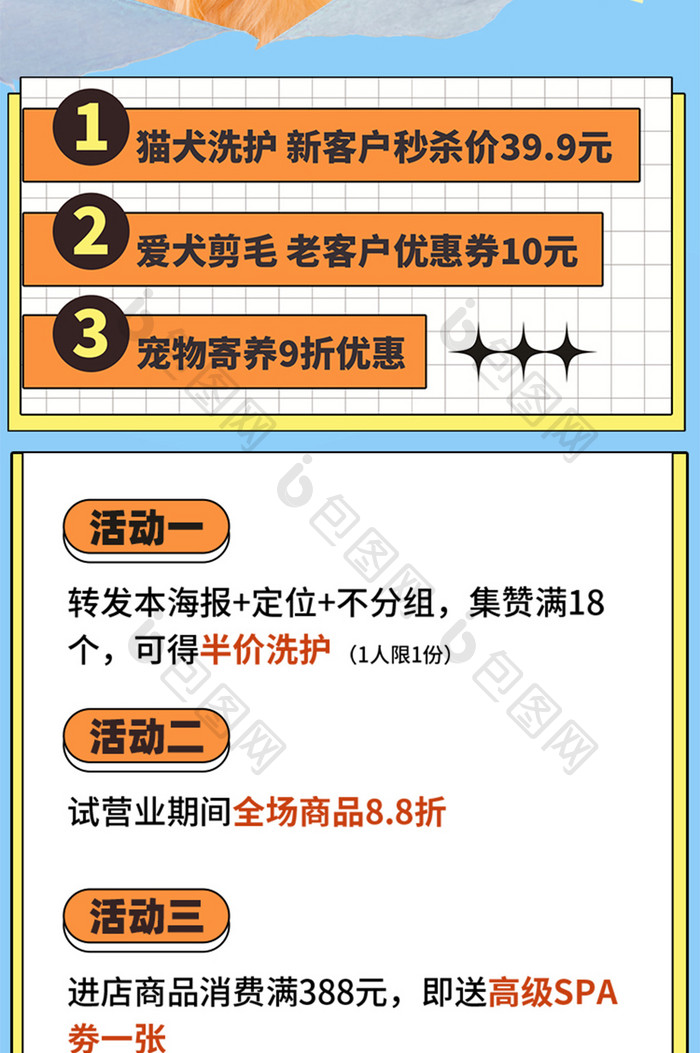 宠物周年交流会猫咪狗狗H5长图