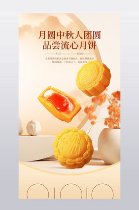 简约流心月饼礼盒详情页描述设计模板