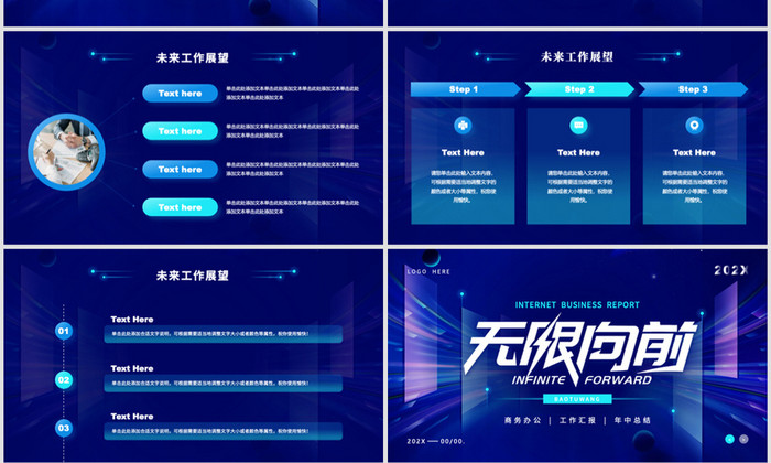 蓝色科技商务工作汇报PPT模板